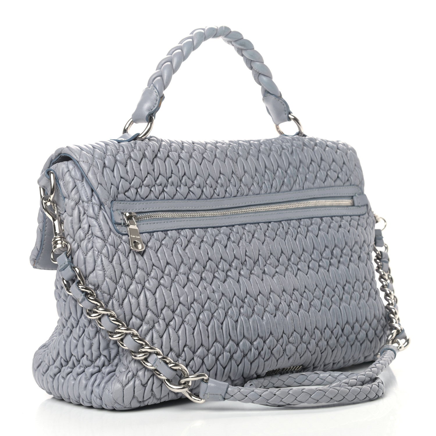 Miu Miu Nappa Matelasse Flap Satchel Nube 3 of 10