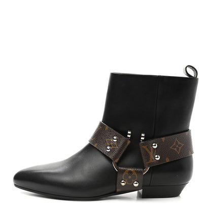 Louis Vuitton Calfskin Monogram Rhapsody Ankle Boots 38 Black 1 of 9