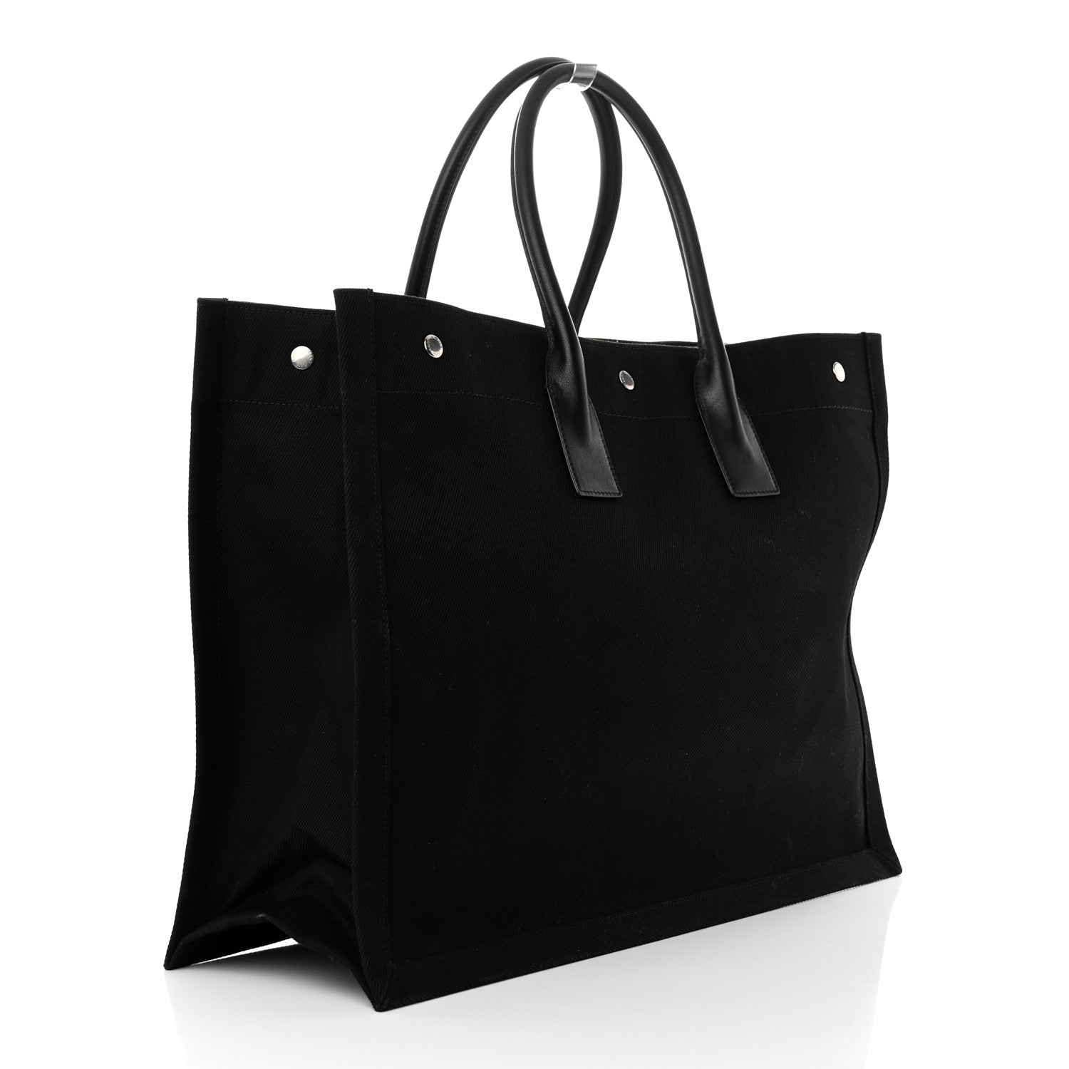 Saint Laurent Linen Calfskin Rive Gauche Tote Black 3 of 15
