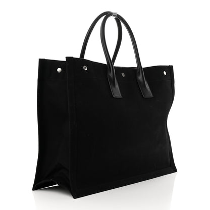 Saint Laurent Linen Calfskin Rive Gauche Tote Black 3 of 15