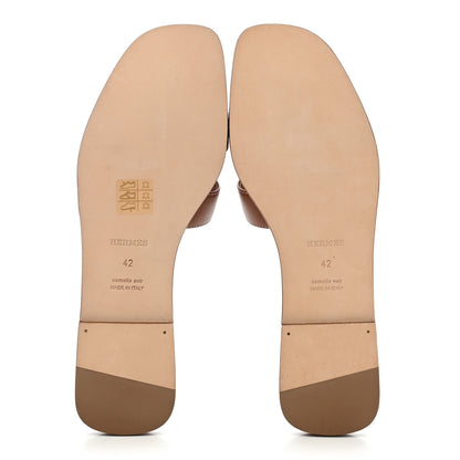 Hermes Box Calfskin Oran Sandals 42 Gold 5 of 8