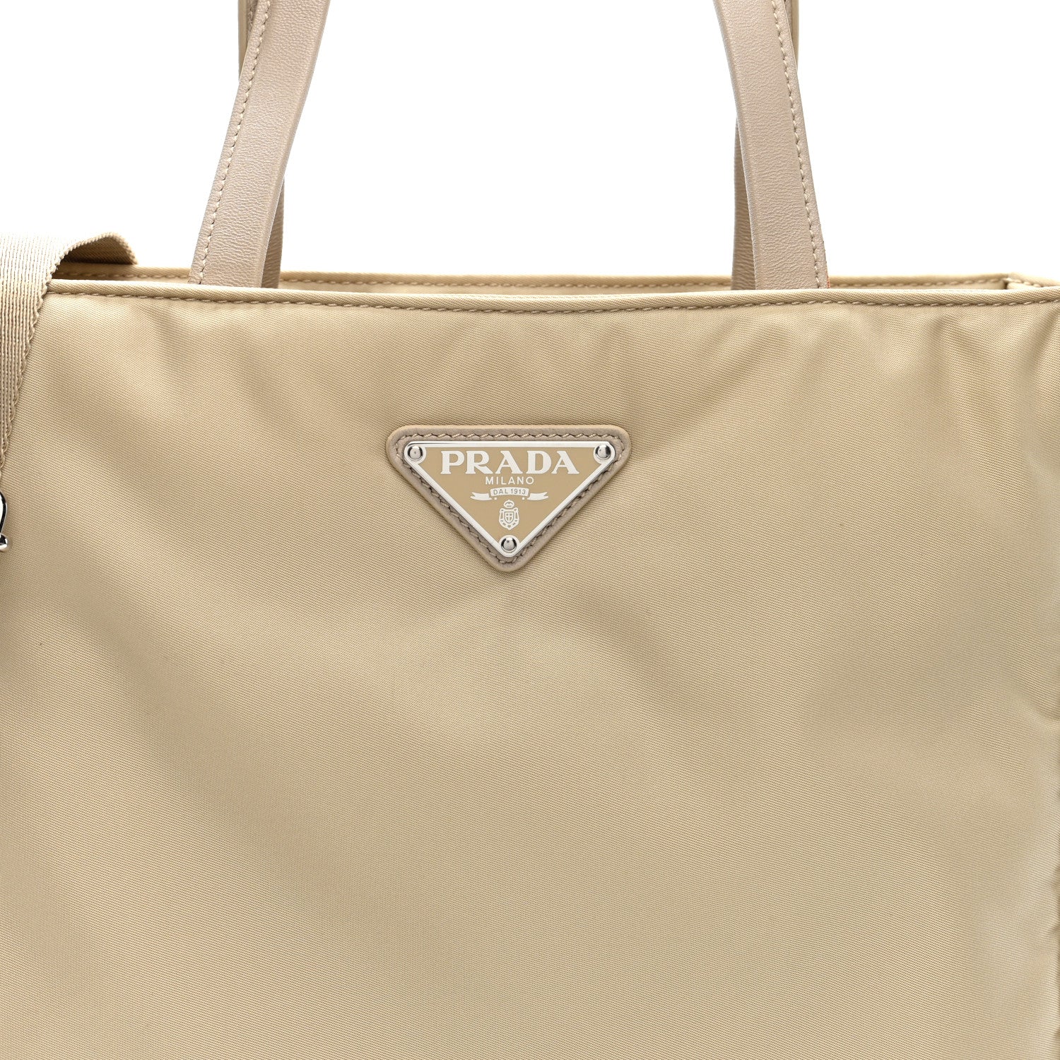 Prada Tessuto Nylon Saffiano Tote Beige 6 of 8