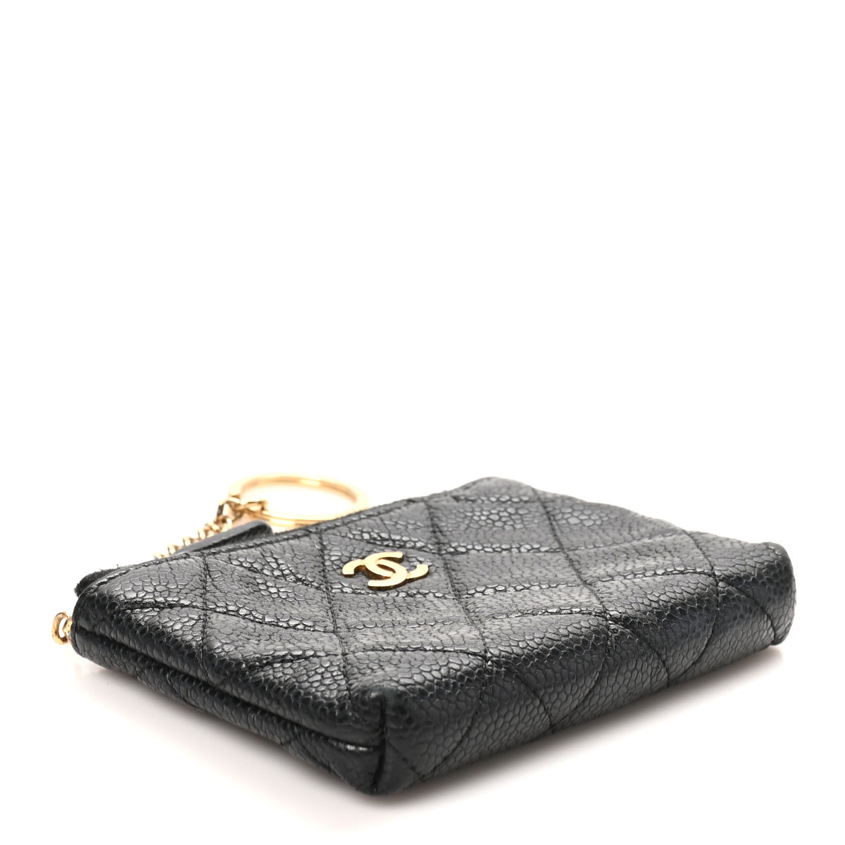 Caviar Quilted Key Holder Case Black