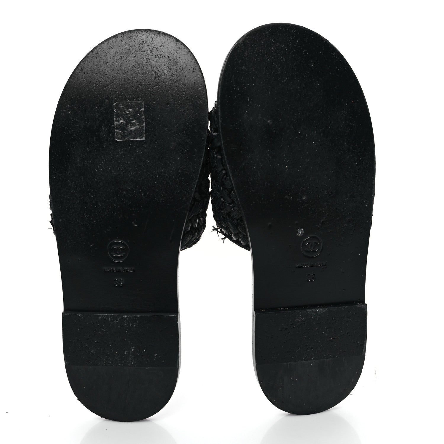 Chanel Raffia Crystal CC Mules Sandals 39 Black 5 of 9