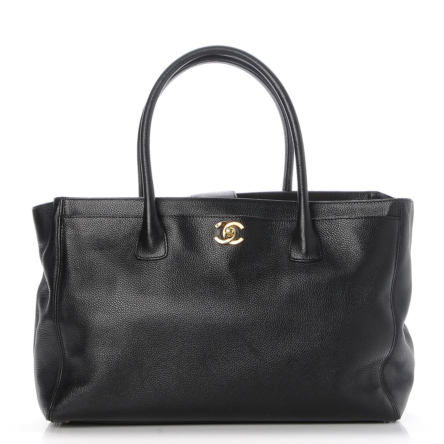 Calfskin Cerf Executive Shopper Tote Black