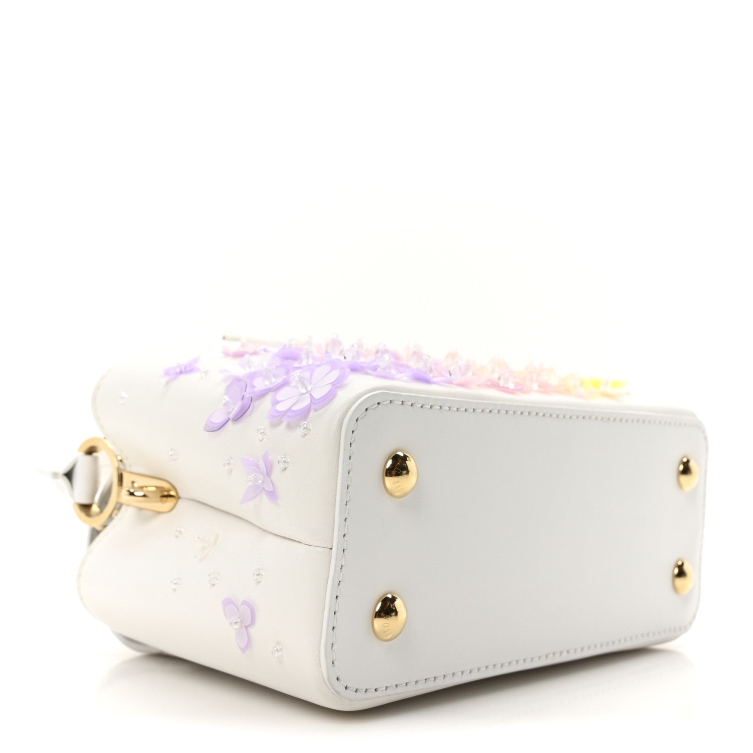 Louis Vuitton Calfskin Sequins Bubbly Floral Mini Capucines Optic White 4 of 9
