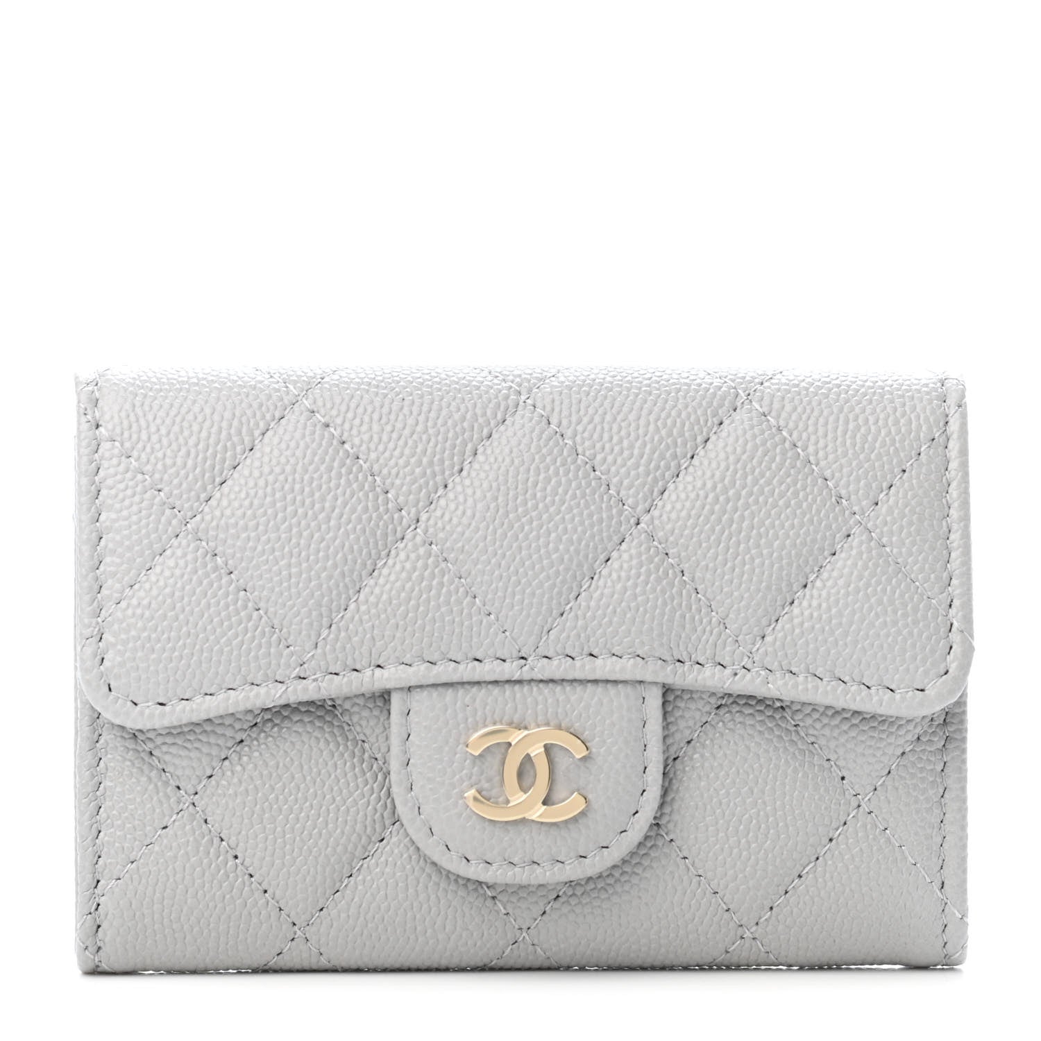 Chanel Caviar Quilted Flap Card Holder Wallet Grey 1 of 4