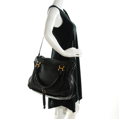 Chloe Calfskin Braided Large Marcie Satchel Black 2 of 9