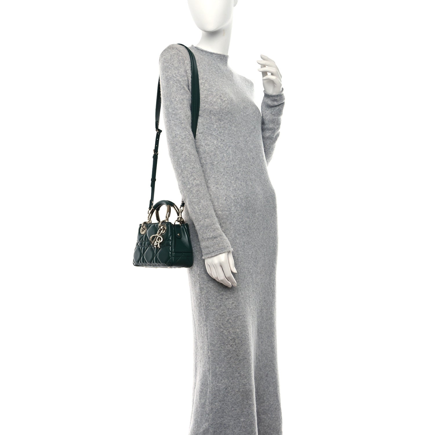 Christian Dior Calfskin Cannage Mini The Lady 95.22 Dark Green 2 of 9