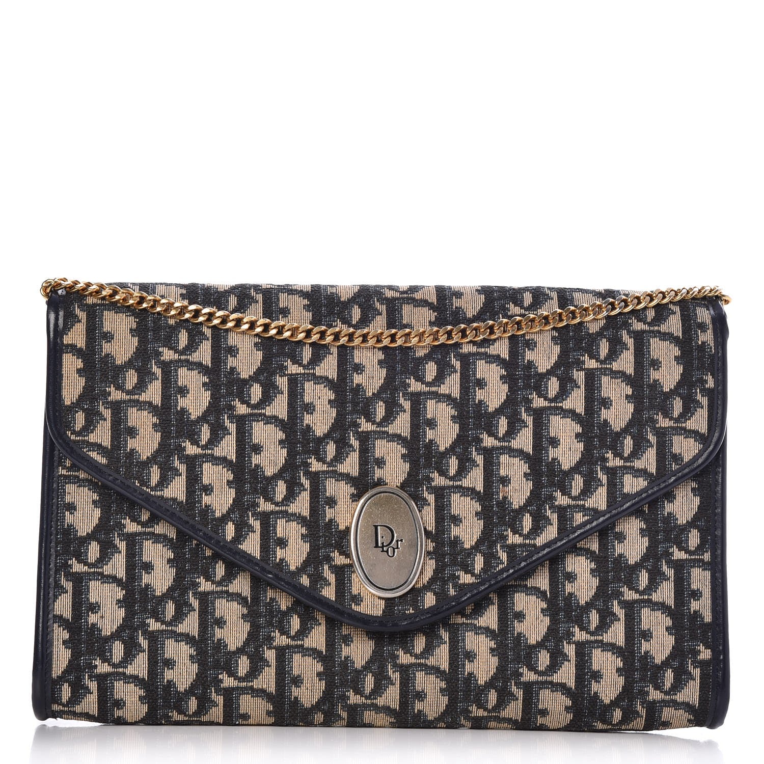 Christian Dior Monogram Chain Flap Navy Blue 1 of 9