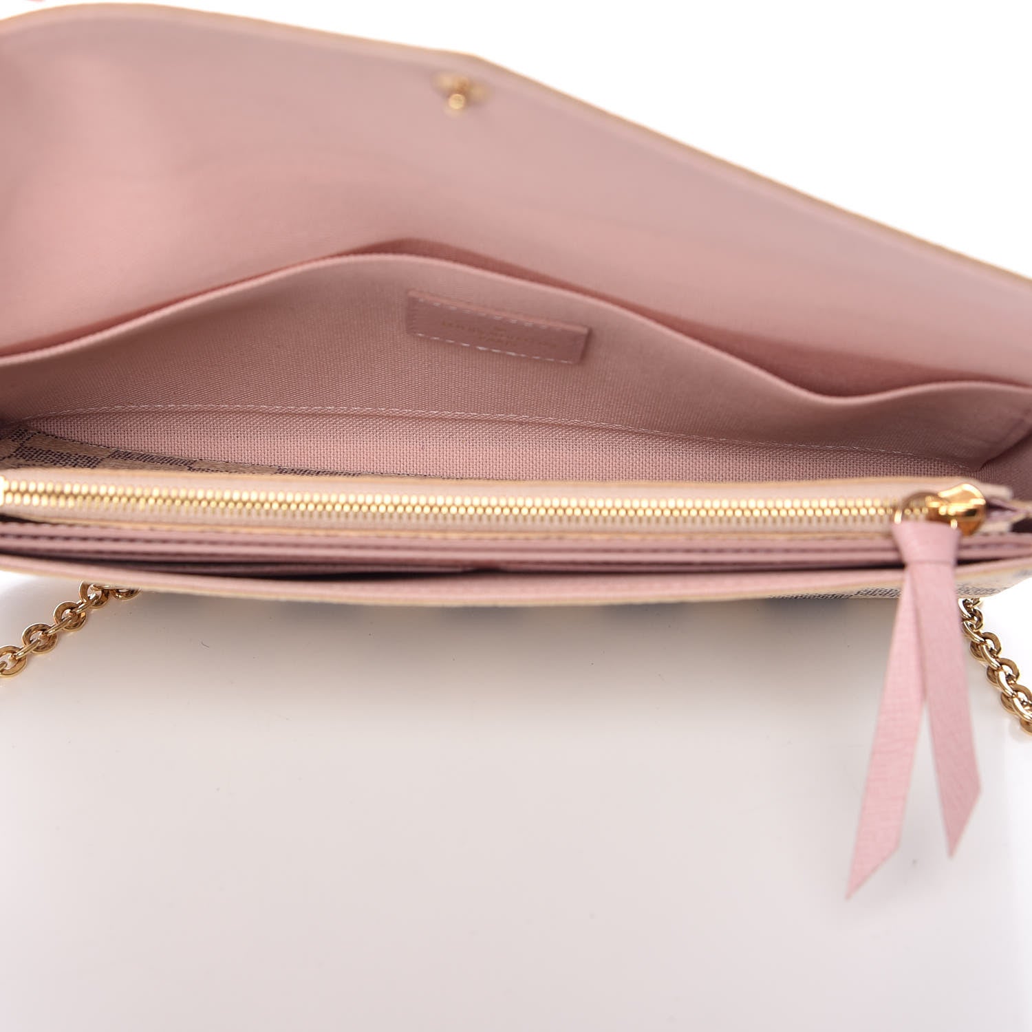 Louis Vuitton Damier Azur Pochette Felicie Chain Wallet Rose Ballerine 6 of 12