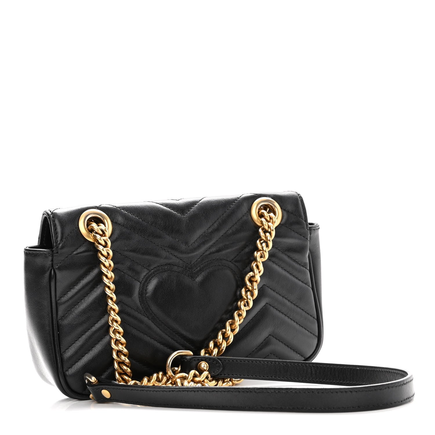 Gucci Calfskin Matelasse Mini GG Marmont Shoulder Bag Black 3 of 10