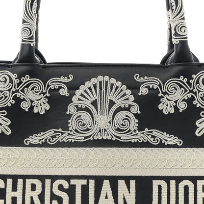 Christian Dior Calfskin Cornely-Effect Embroidery Medium Book Tote Black White 8 of 10