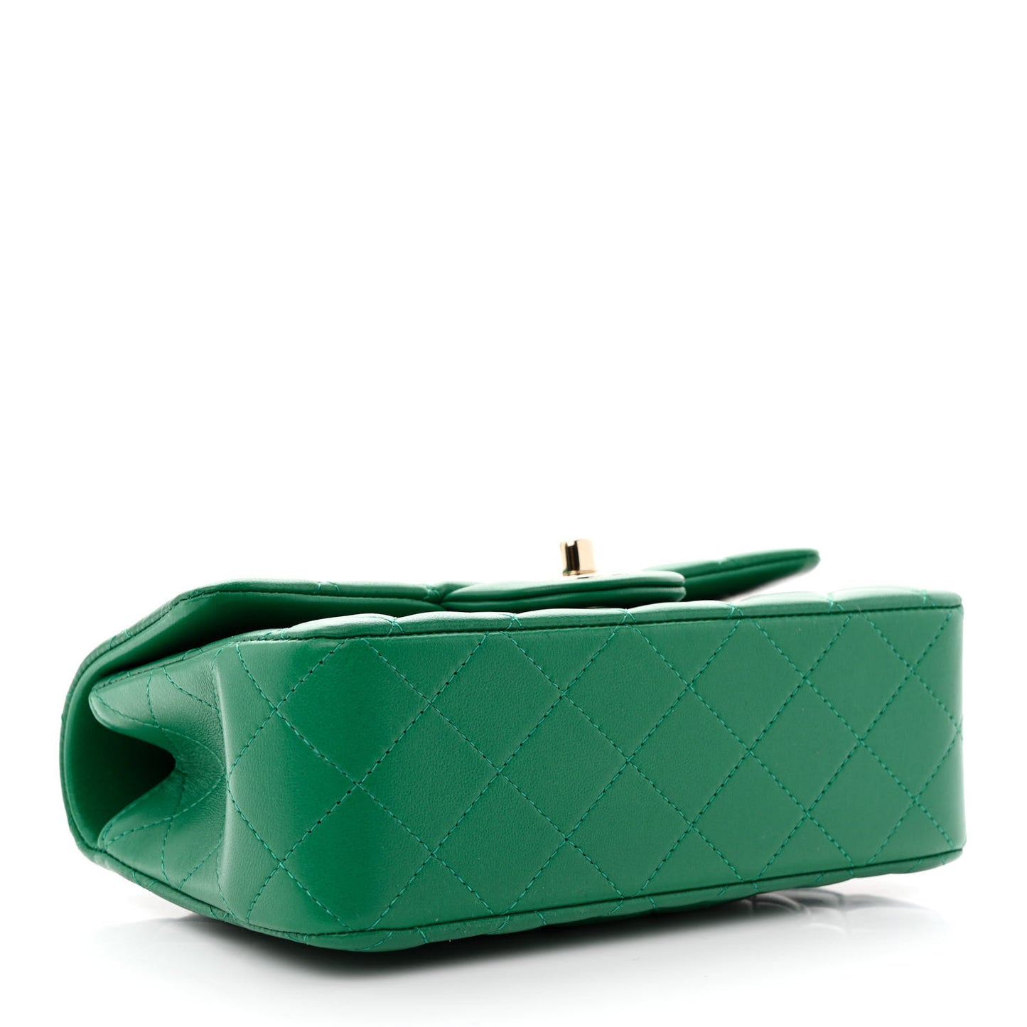 Lambskin Quilted Mini Top Handle Rectangular Flap Green