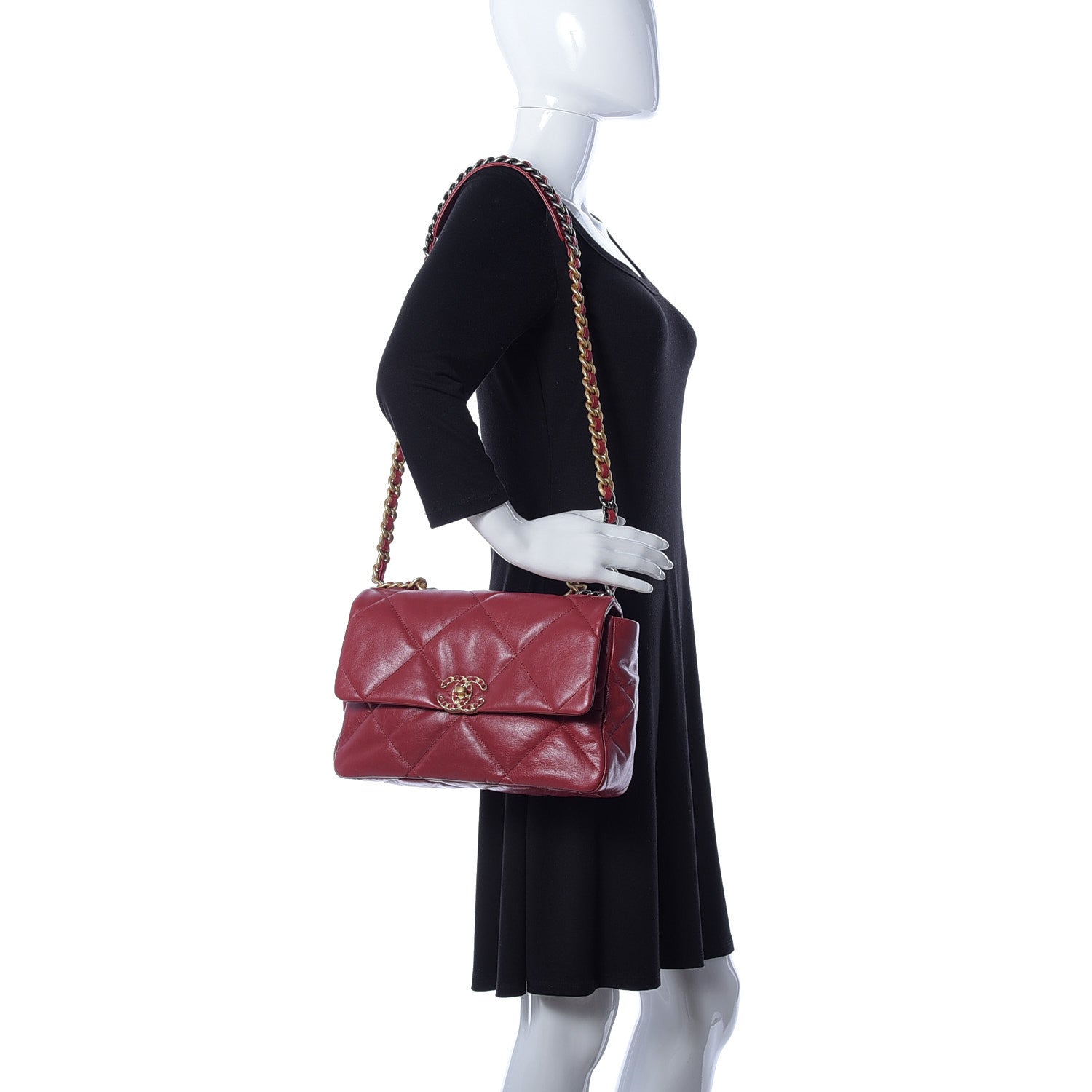 Chanel Lambskin Quilted Large Chanel 19 Flap Dark Pink 2 of 9