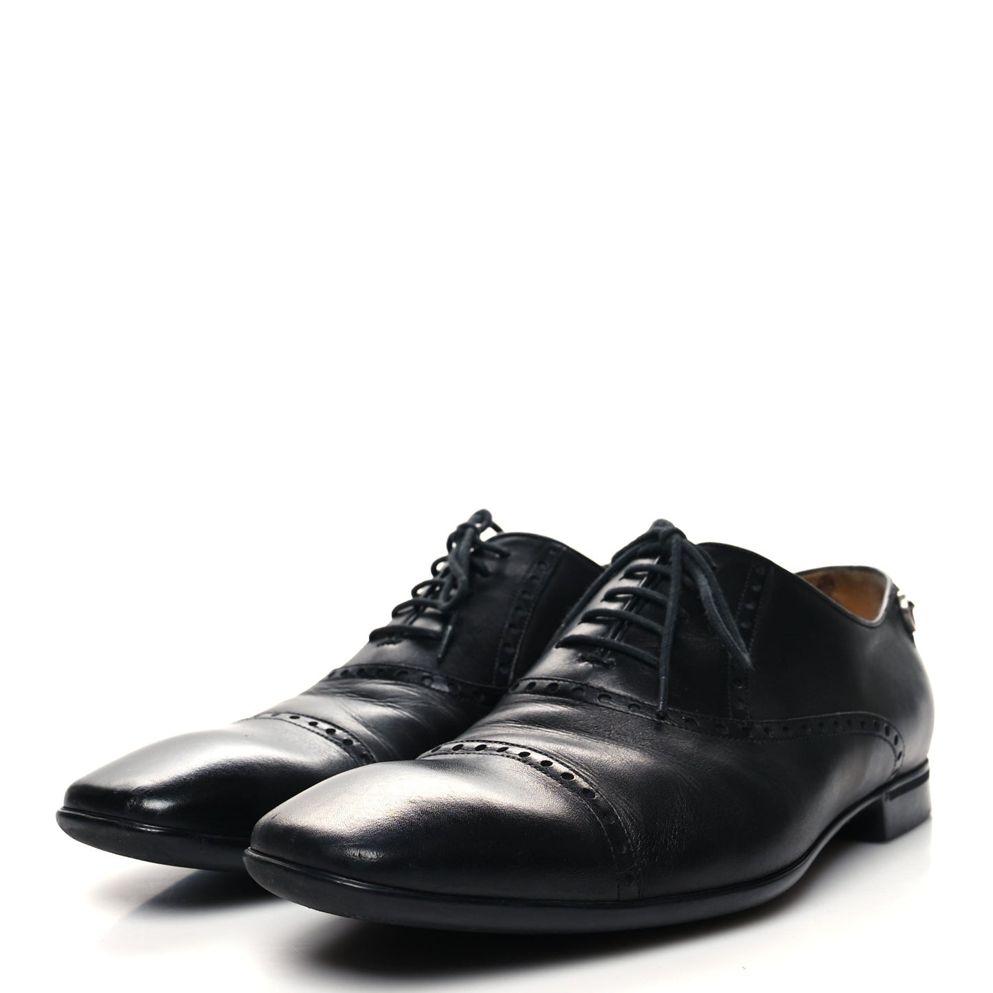 Calfskin Mens Captoe Oxford Loafers 9.5 Black