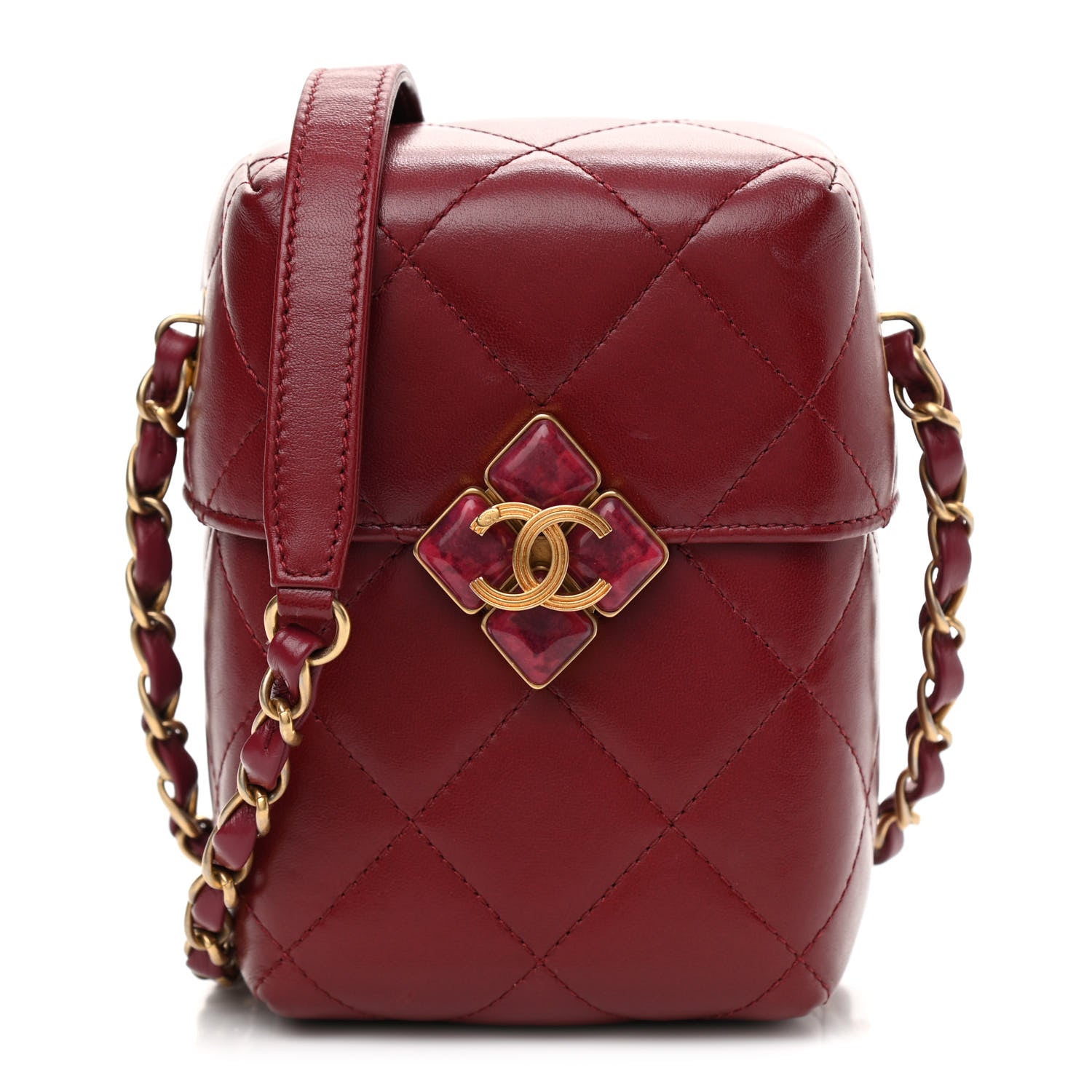 Chanel Lambskin Gripoix Quilted Box Bag Burgundy 1 of 8