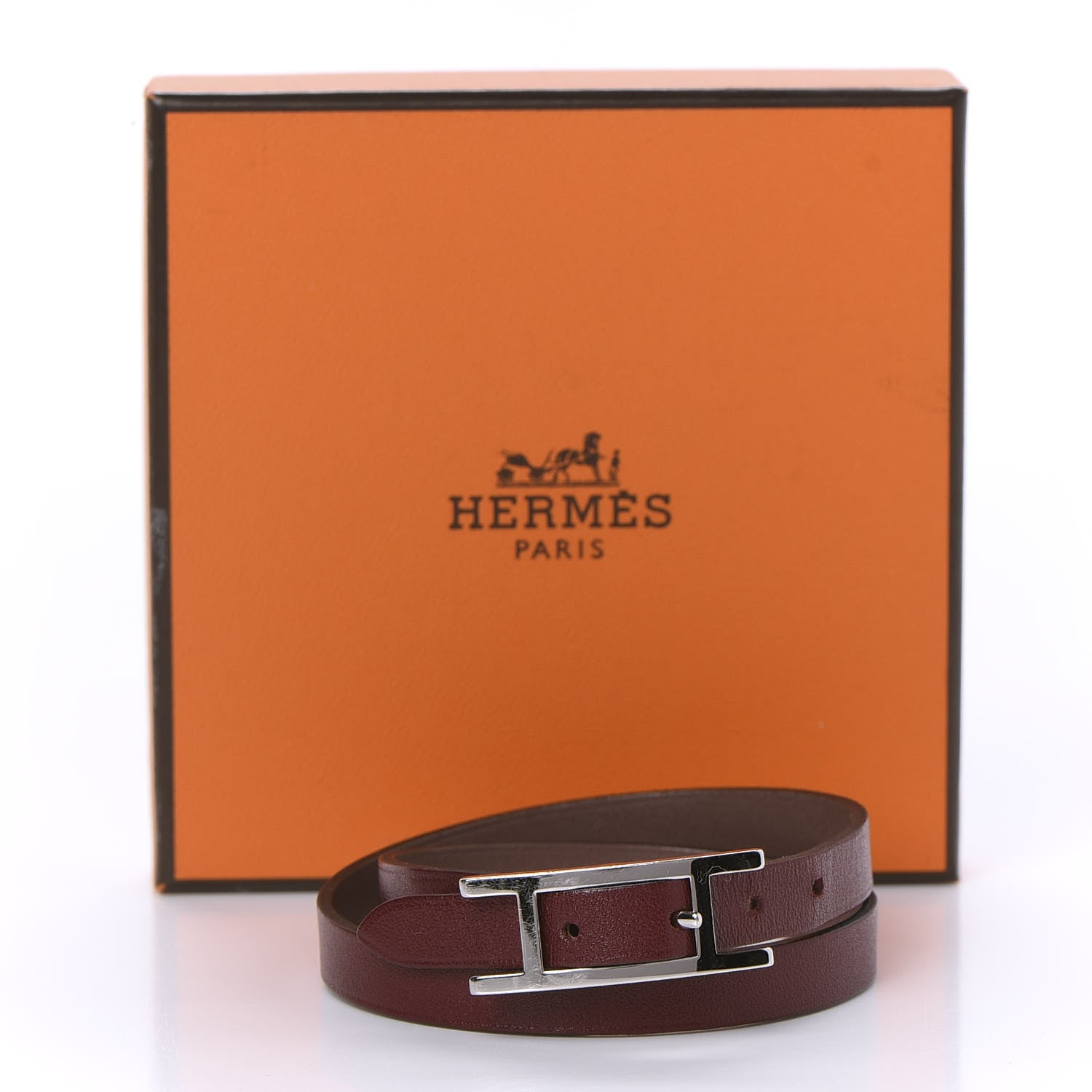 Hermes Chamonix Tadelakt Behapi Double Tour Reversible Bracelet S Rouge H Chocolate 6 of 6