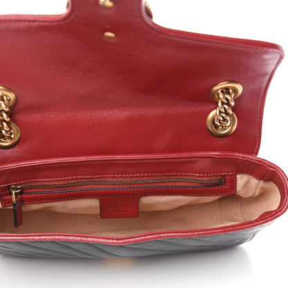 Gucci Vintage Effect Calfskin Matelasse Diagonal Small Torchon GG Marmont Shoulder Bag Black Romantic Cherry 4 of 10