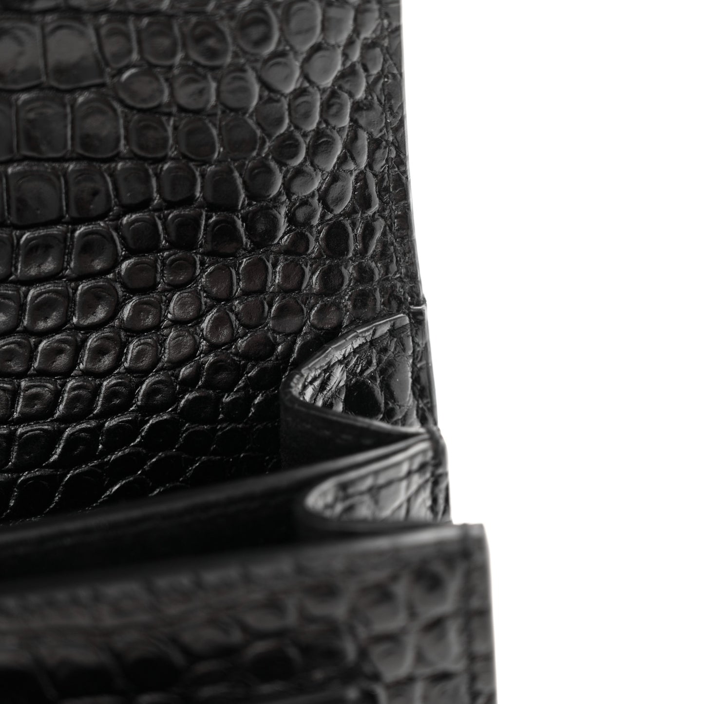 Calfskin Crocodile Embossed Medium Monogram Sunset Black