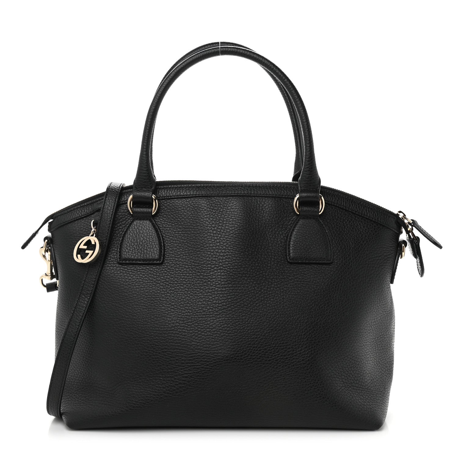 Gucci Dollar Calfskin GG Charm Dome Satchel Black 1 of 10
