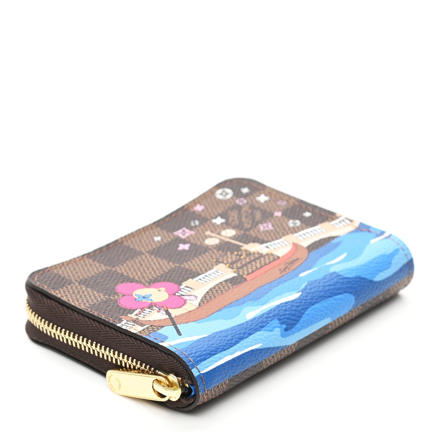 Louis Vuitton Damier Ebene 2019 Christmas Animation Zippy Coin Purse Blue 4 of 6
