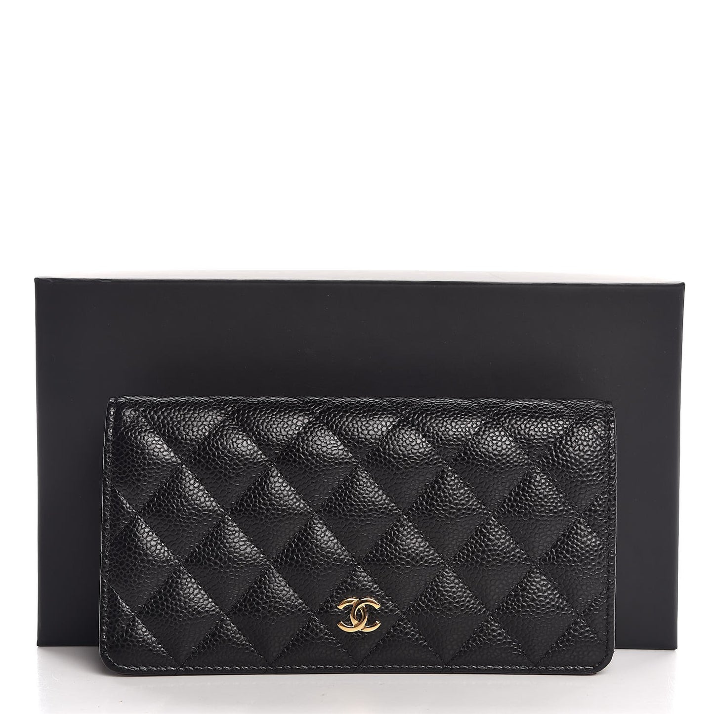 Caviar Quilted Yen Wallet Black