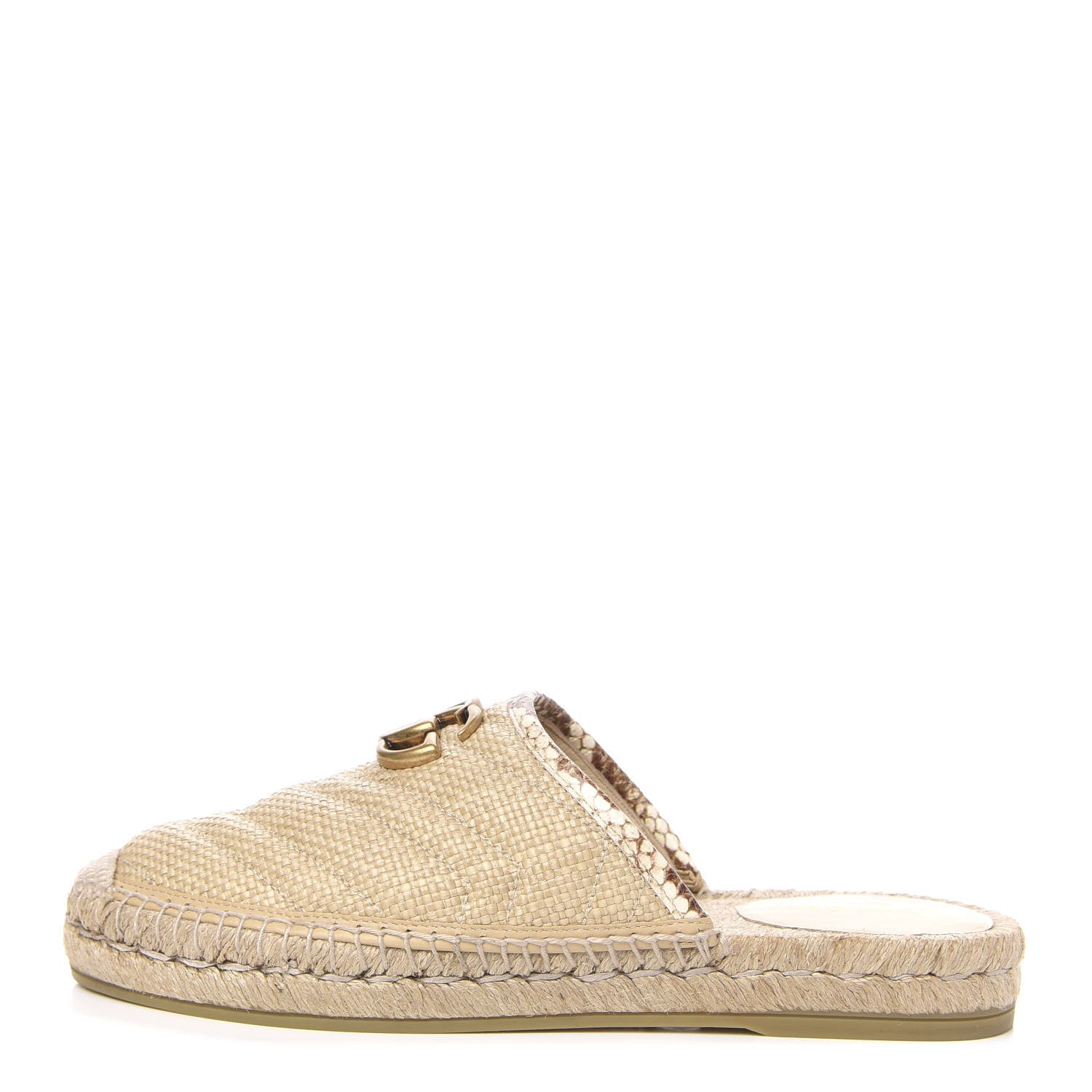 Gucci Straw Elaphe Matelasse GG Marmont Espadrille Slippers 37 Natural Cream Brown 1 of 11