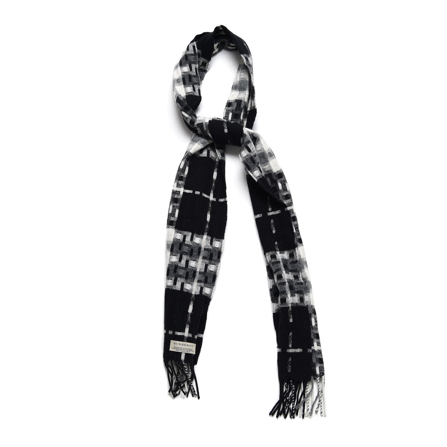 Merino Wool Cashmere Fringe Scarf Black