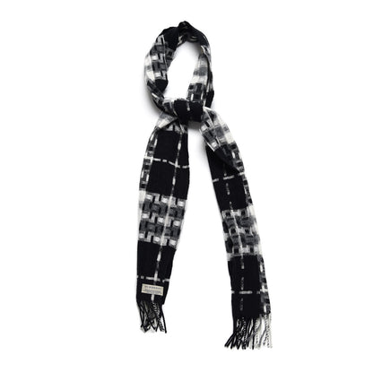 Burberry Merino Wool Cashmere Fringe Scarf Black 1 of 4