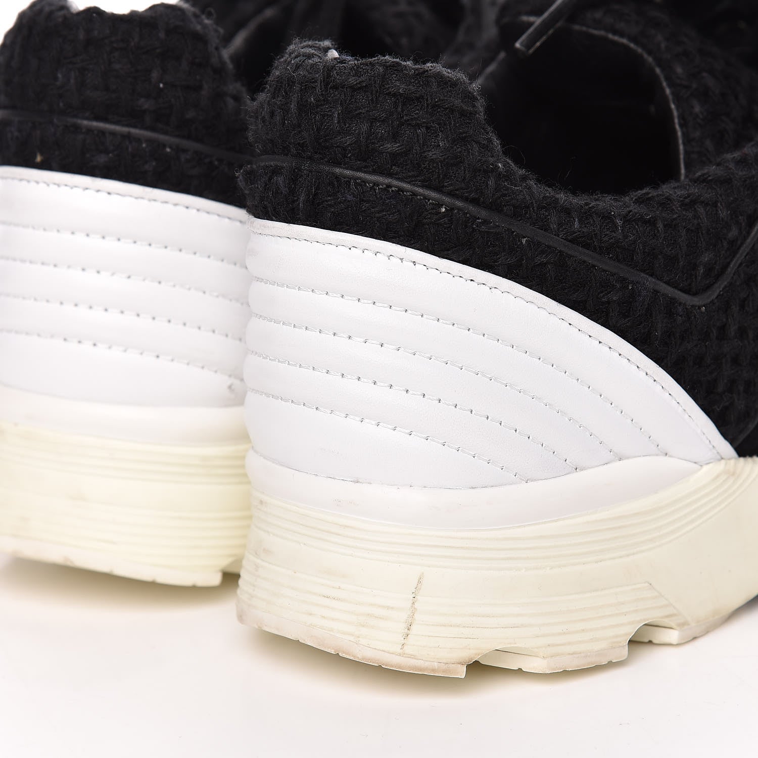 Chanel Tweed Calfskin Sneakers 40 Black White 13 of 14