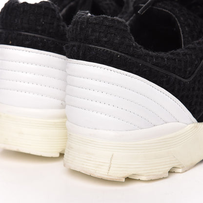 Chanel Tweed Calfskin Sneakers 40 Black White 13 of 14