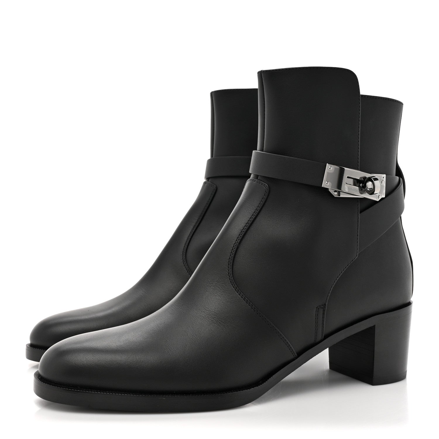Hermes Calfskin Frenchie 50 Ankle Boots 38.5 Black 3 of 9