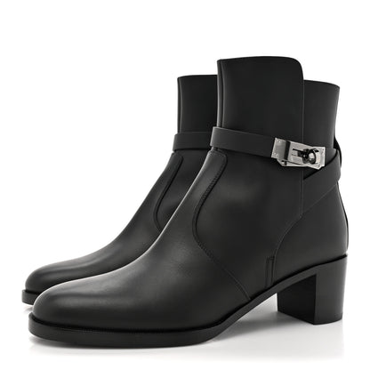 Hermes Calfskin Frenchie 50 Ankle Boots 38.5 Black 3 of 9