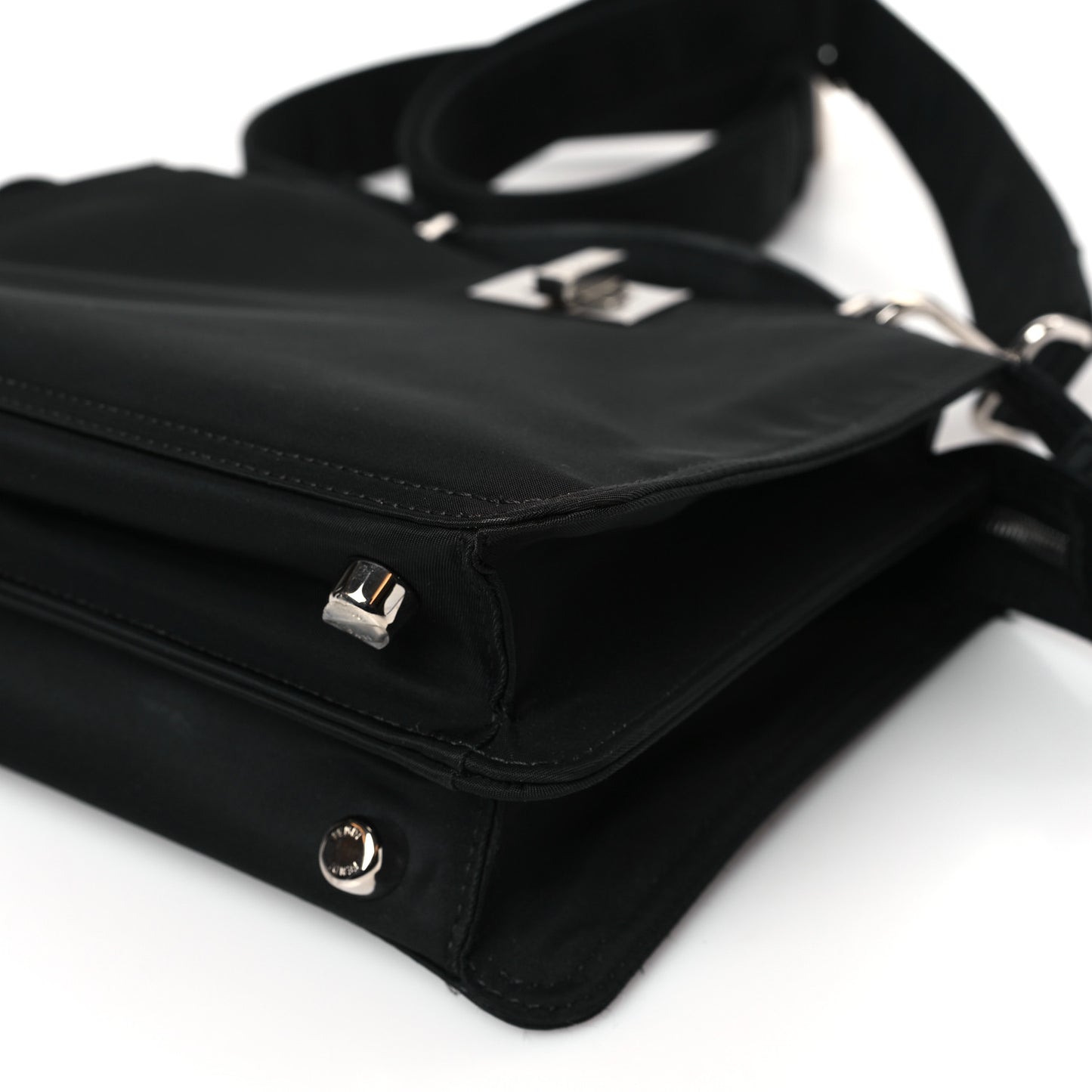 Nylon Vitello Cover Logo Embossed Mini Peekaboo I SEE U Satchel Black White