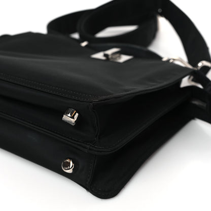 Fendi Nylon Vitello Cover Logo Embossed Mini Peekaboo I SEE U Satchel Black White 9 of 12