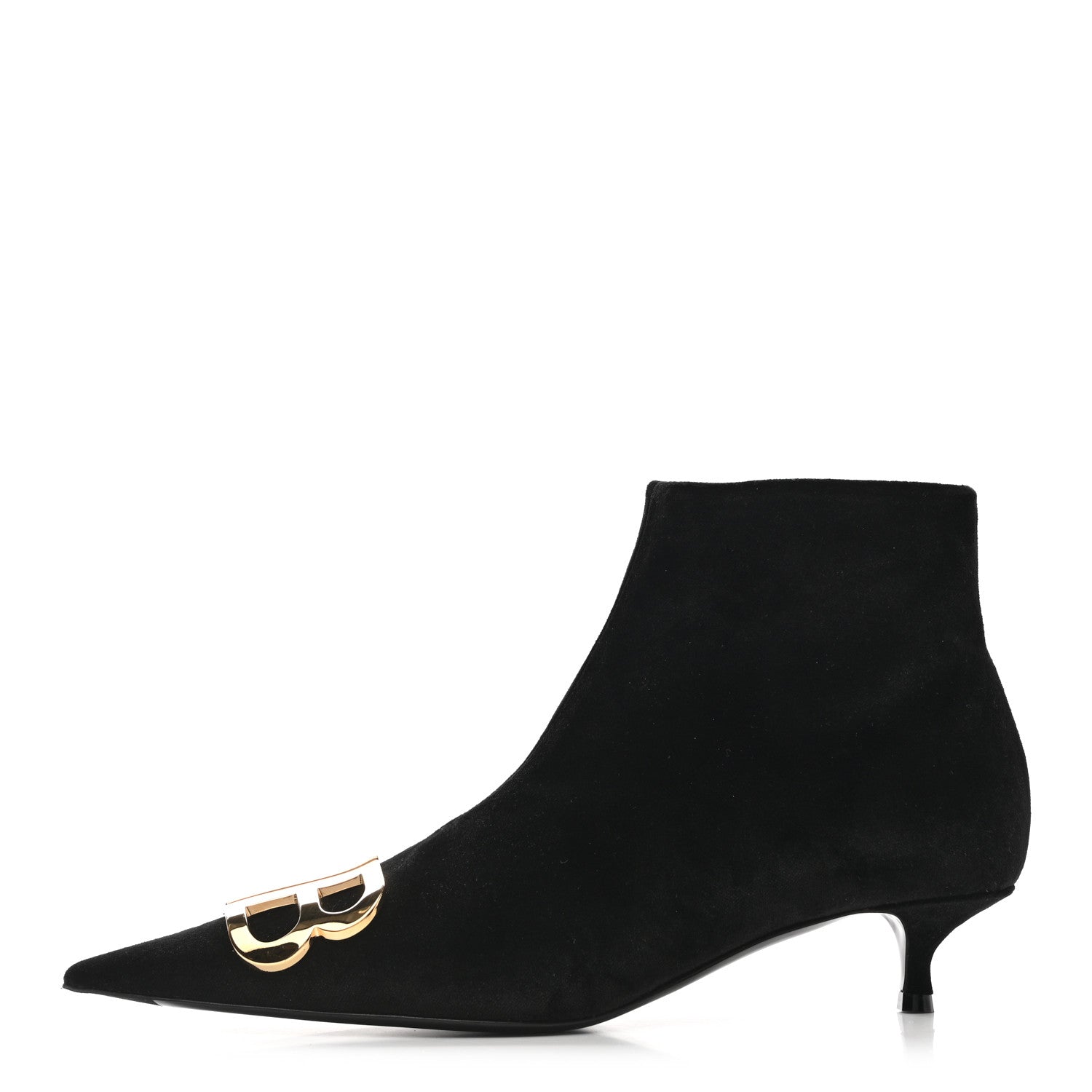 Balenciaga Velvet BB Pointy Toe Ankle Booties 37.5 Black Vintage 1 of 9