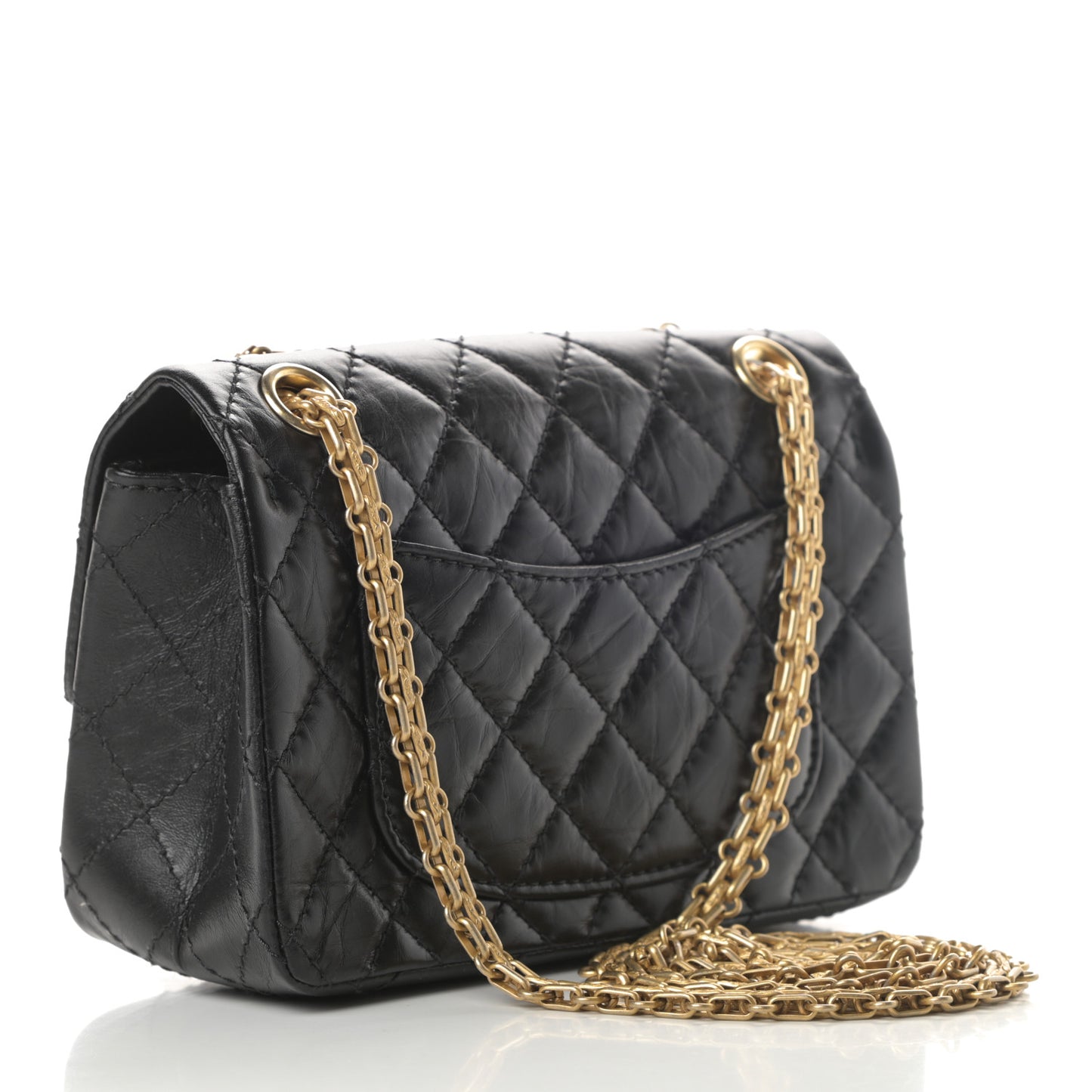 Aged Calfskin Quilted 2.55 Reissue Mini Flap Black