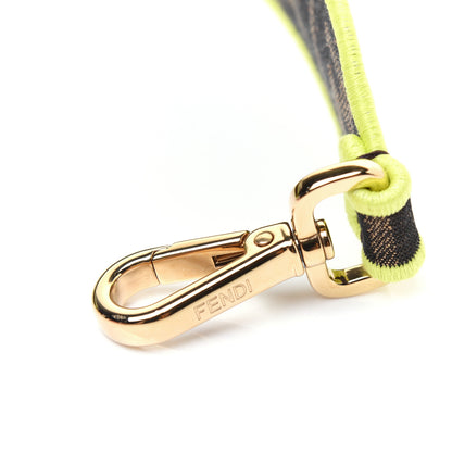 Fendi Fabric Jacquard FF 1974 Logo Threaded Edge Mini Strap You Tobacco Moro Giallo Fluo 3 of 4