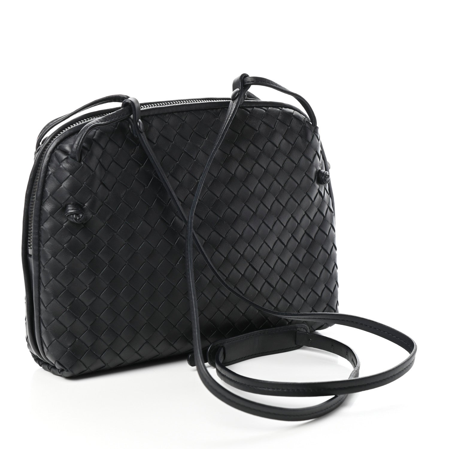 Bottega Veneta Nappa Intrecciato Nodini Crossbody Messenger Black 3 of 9