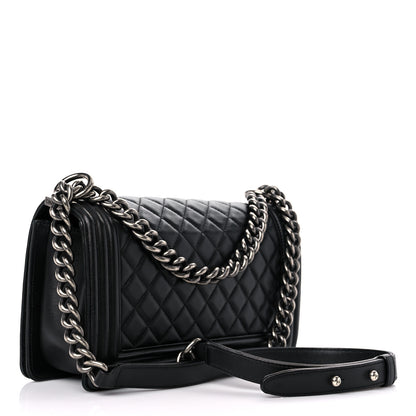 Chanel Lambskin Quilted Medium Boy Flap Black 3 of 18