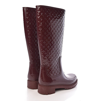 Louis Vuitton Rubber Embossed Monogram Splash Rain Boots 39 Brown 4 of 14