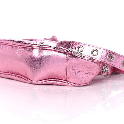 Balenciaga Metallic Agneau Arena Crystal Le Cagole Shoulder Bag XS Met Pink 9 of 9