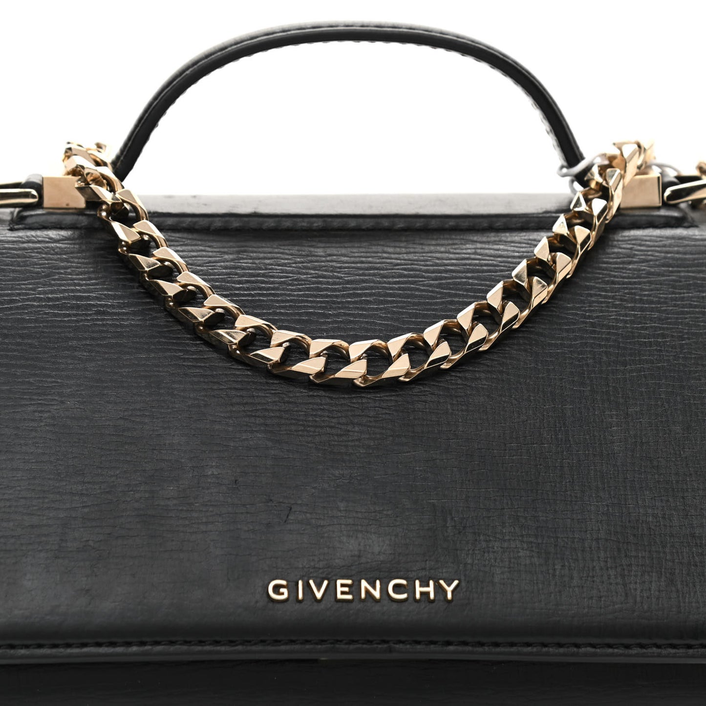 Textured Calfskin Mini Pandora Box Chain Crossbody Bag Black