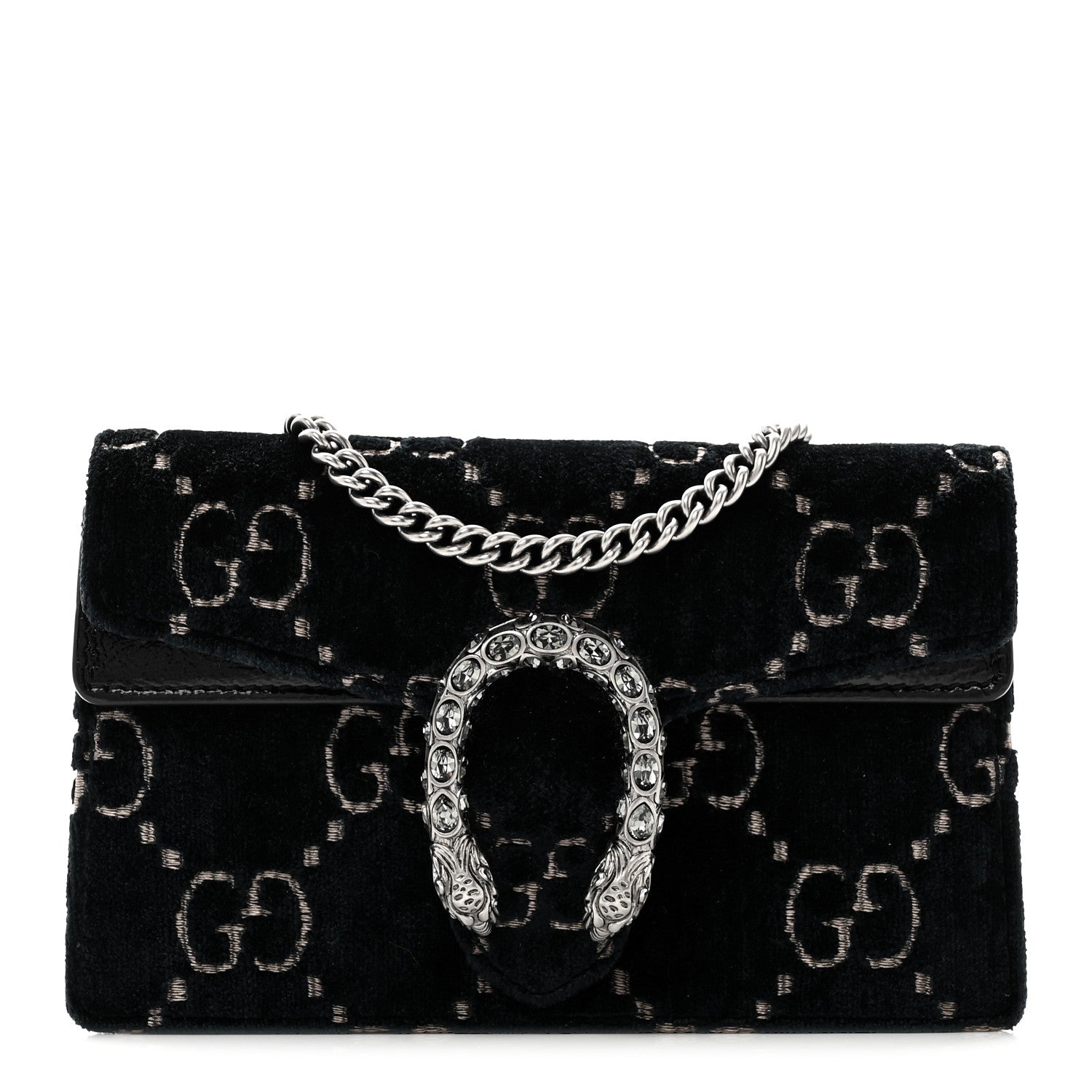 Gucci Velvet GG Monogram Super Mini Dionysus Shoulder Bag Blue Beige Black 1 of 10