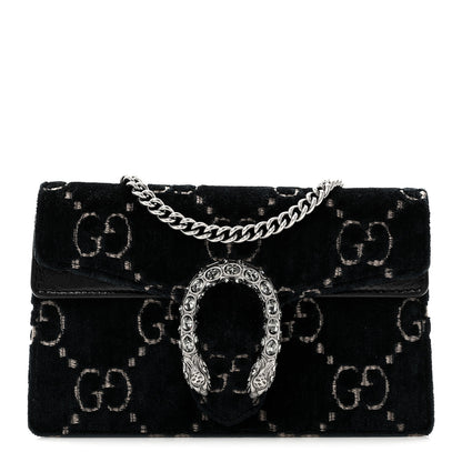 Gucci Velvet GG Monogram Super Mini Dionysus Shoulder Bag Blue Beige Black 1 of 10