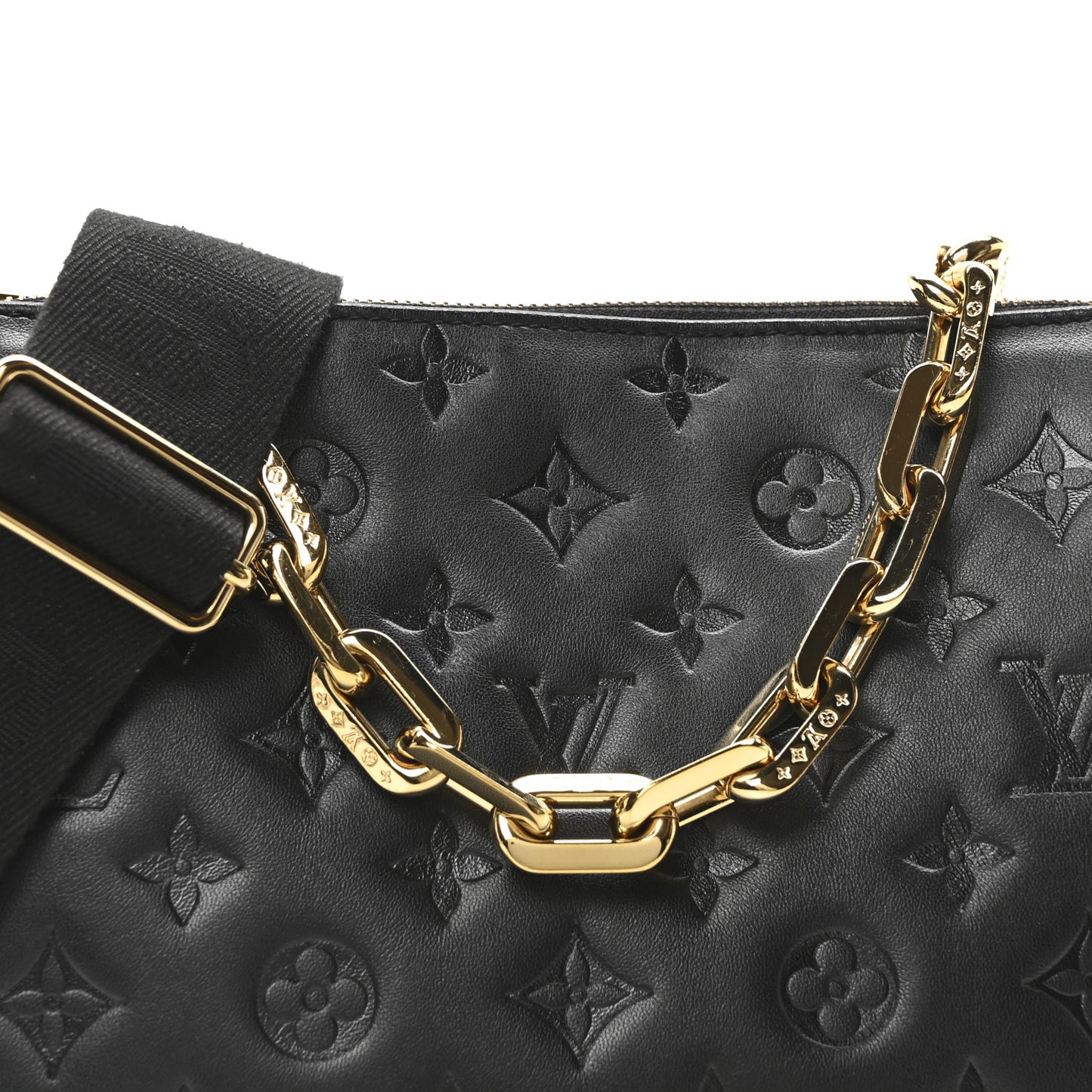 Lambskin Embossed Monogram Coussin PM Black
