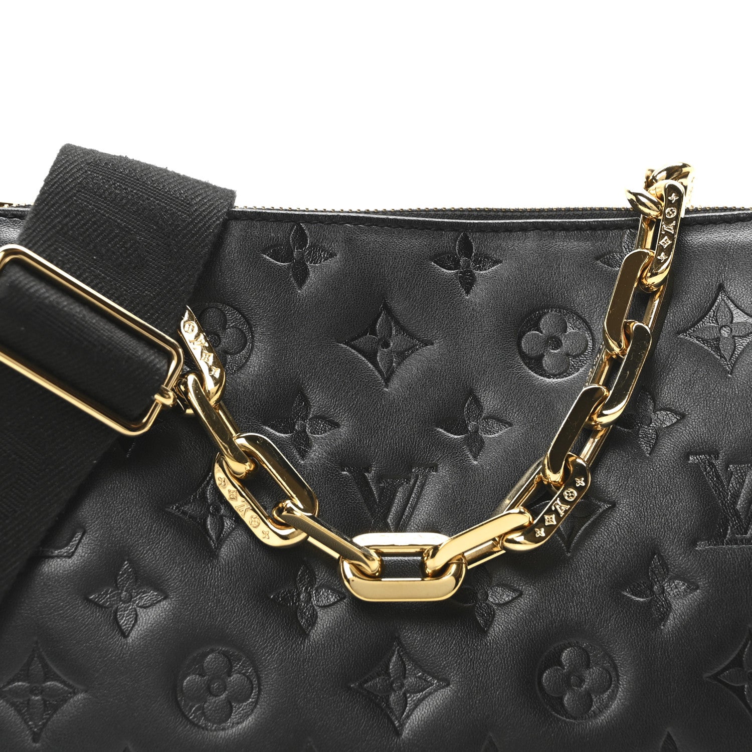 Louis Vuitton Lambskin Embossed Monogram Coussin PM Black 8 of 10