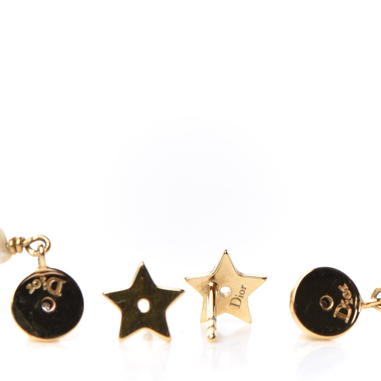 Christian Dior Pearl Star Earrings Gold 3 of 4