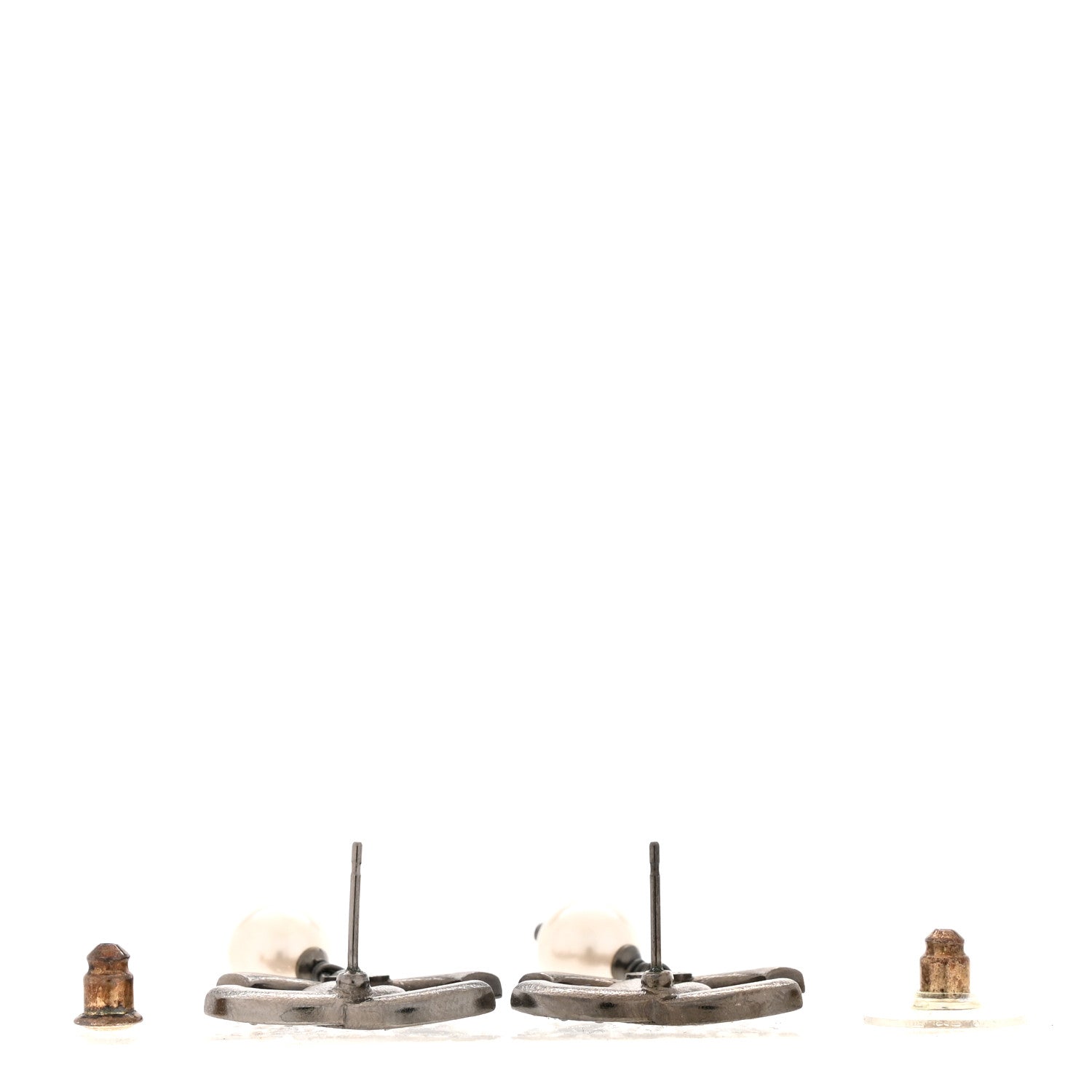 Chanel Ruthenium Crystal Pearl CC Drop Earrings 3 of 5